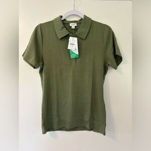 J.Crew Vintage Rib Polo Shirt Green Large NWT